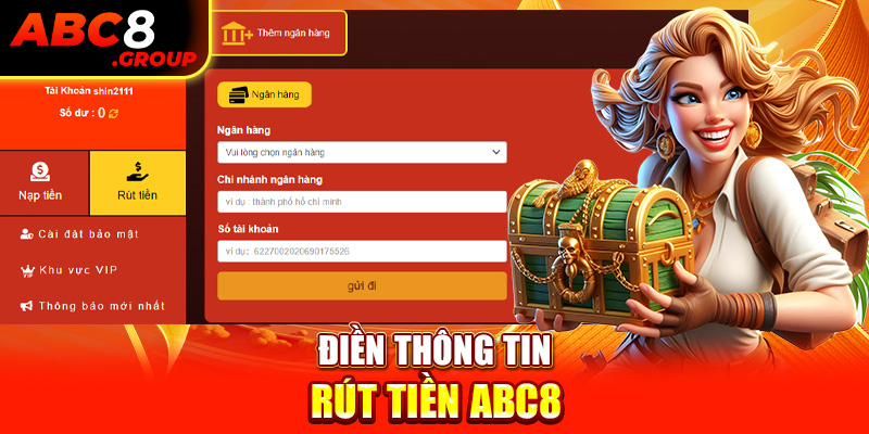 Điền thông tin rút tiền ABC8